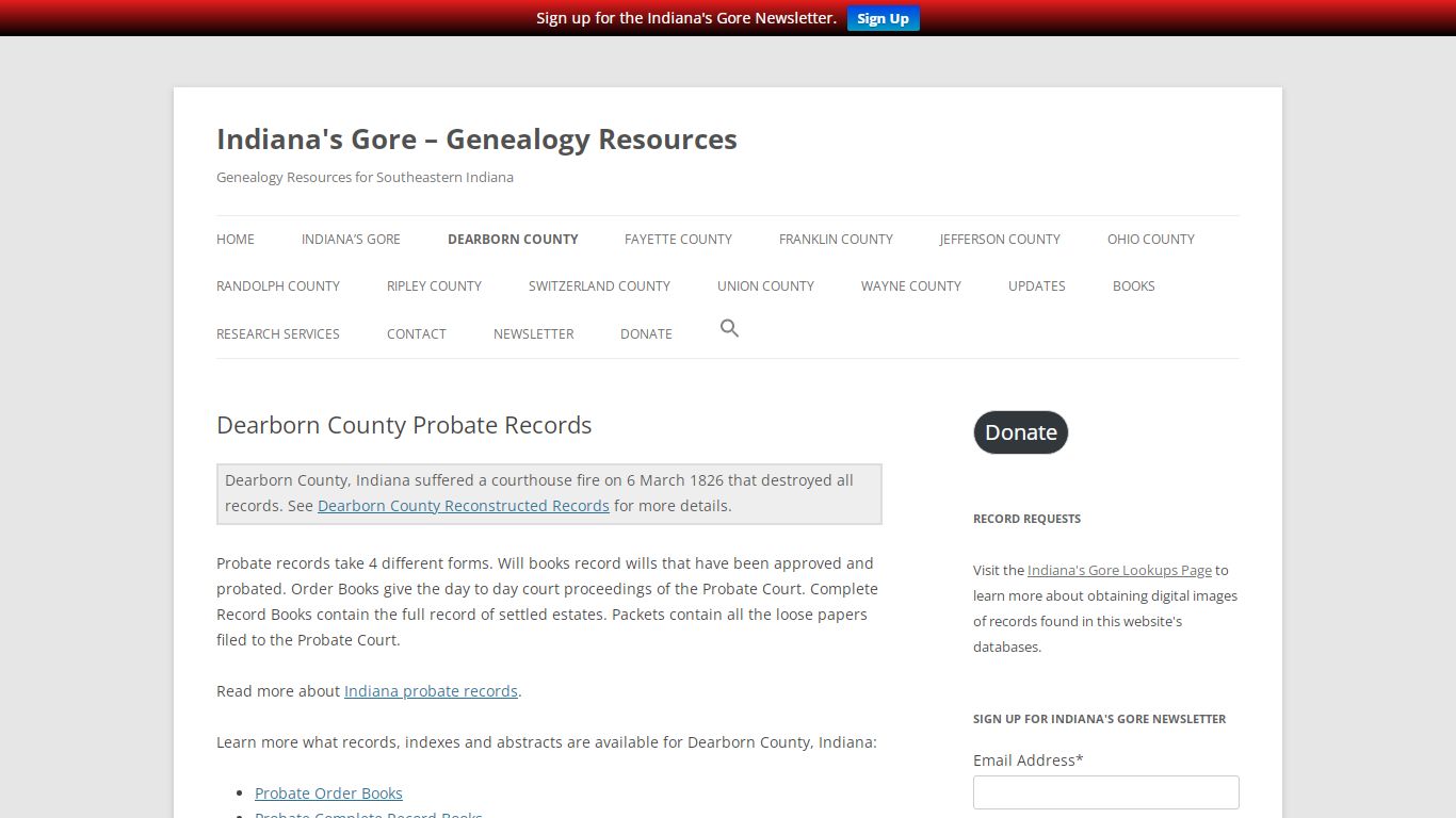 Dearborn County Probate Records | Indiana's Gore ...